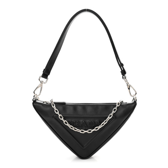 PRADA Grace Lux Triangle Logo Embossed Mini Triangle Bag