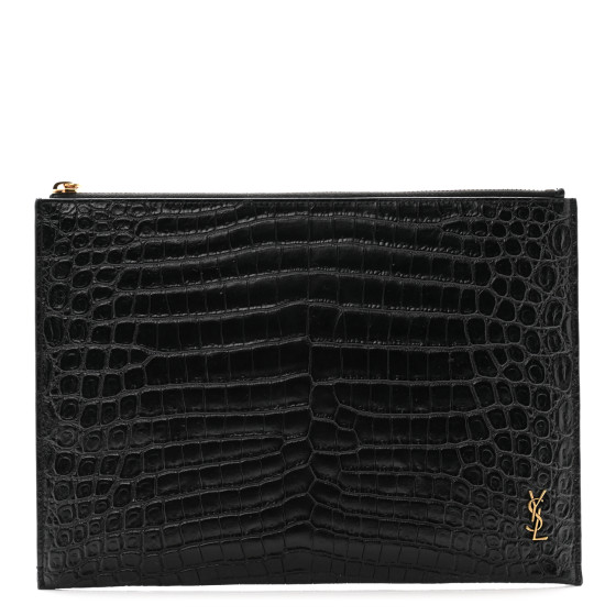 ★Saint Laurent★ Crocodile Tiny Monogram Passport Wallet Bl TINY CASSANDRE PASSPORT CASE IN CROCODILE-EMBOSSED LEATHER