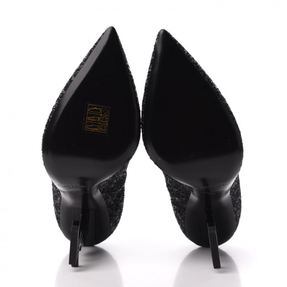 SAINT LAURENT Glitter Opyum Pumps 36 Black 704144 | FASHIONPHILE