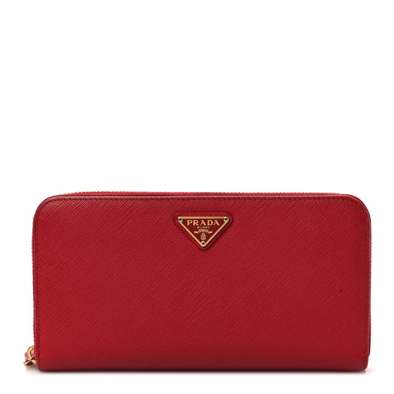PRADA ファスナー長財布 SAFFIANO TRAINGOLO. FUOCO PRADA Saffiano Triangle Zip Around Wallet Fuoco 1232448