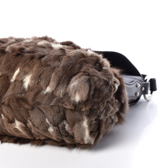 FENDI Rabbit Fur Large Chef Shoulder Bag 428538 | FASHIONPHILE