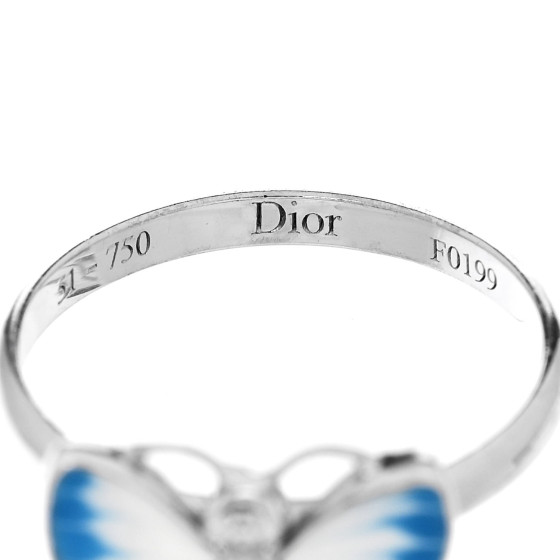 クリスチャンディオール CHRISTIAN DIOR 18K White Gold Enamel Diamond Butterfly Ring