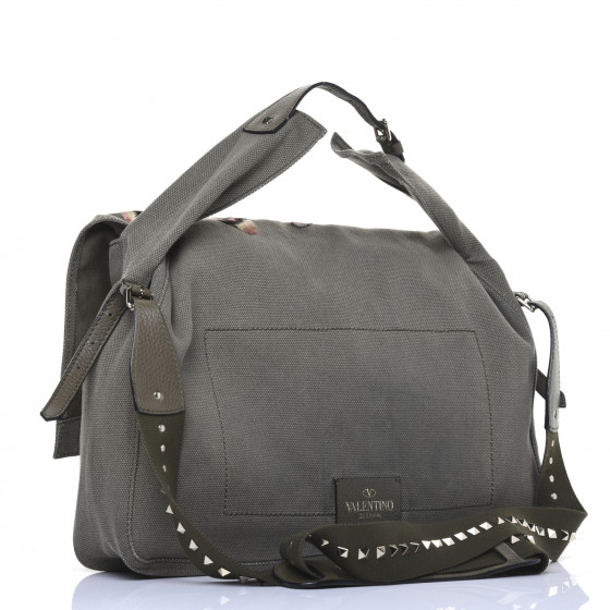 VALENTINO GARAVANI Canvas Butterfly Embroidered Rockstud
