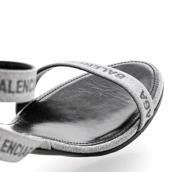 シューズ・サンダルその他 BALENCIAGA Woman Flat sandals Silver 801425WBC70 8010 Balenciaga Logo Slides Leather Casual Sandals Women Silver