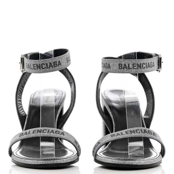 【BALENCIAGA】ROUND LOGO SANDALS NEW WHITE & BLACK BALENCIAGA LOGO HEEL SANDAL SHOES SIZE 40