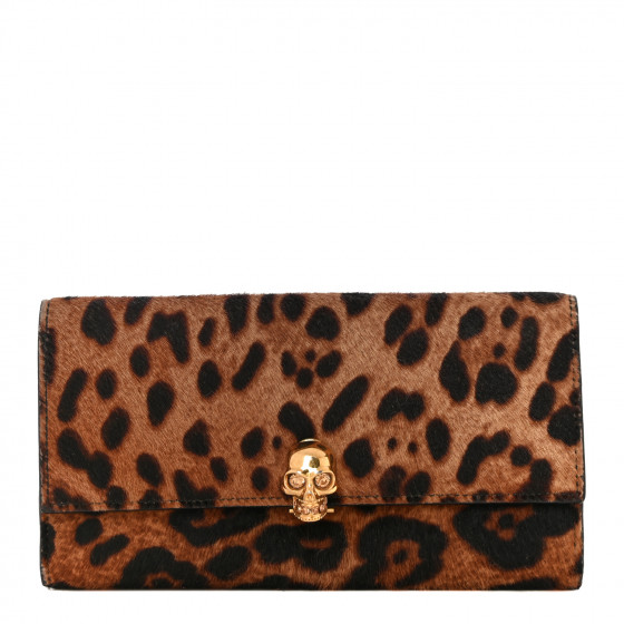 ALEXANDER MCQUEEN Calf Hair Leopard Print Skull Continental