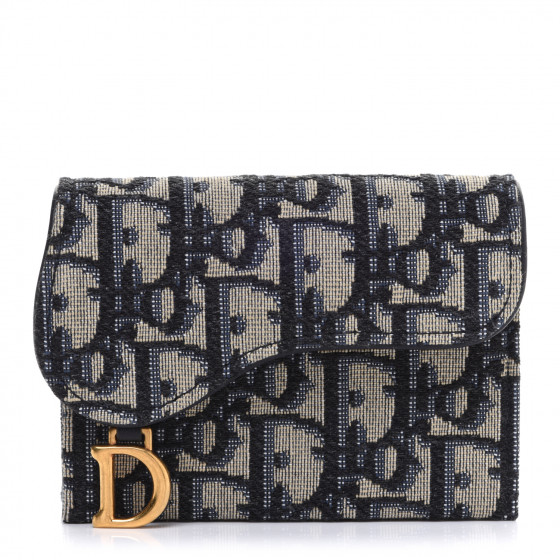 saddle lotus wallet blue dior oblique jacquard