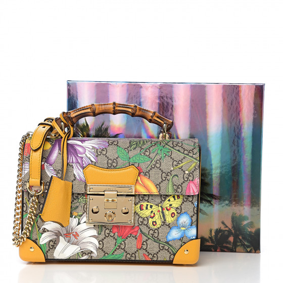 GUCCI GG Supreme Monogram Flora Small Padlock Bamboo