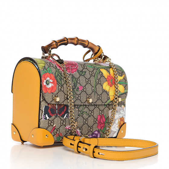 GUCCI GG Supreme Monogram Flora Small Padlock Bamboo