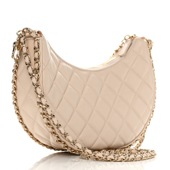 【無料郵送/関税込/正規品】 Chanel Small Hobo Bag Lambskin & Small hobo bag, Shiny lambskin & gold-tone metal, black