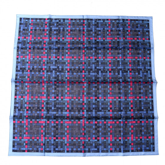 HERMES Silk Bolduc Au Carre Scarf 90 Bleu Jean Rose Vif