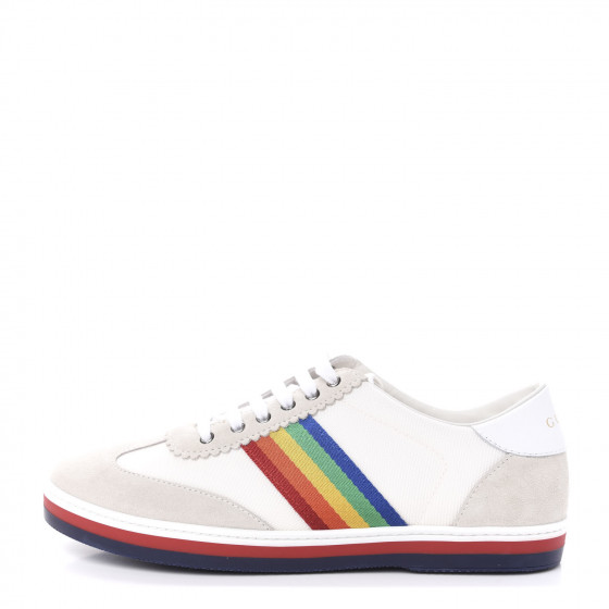 GUCCI Suede Rainbow Womens G74 Sneakers 37 White 627050