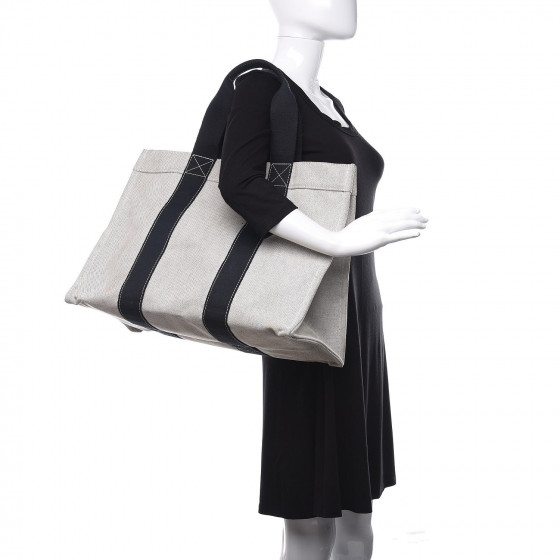 HERMES Toile Bora Bora GM Black 624660 | FASHIONPHILE