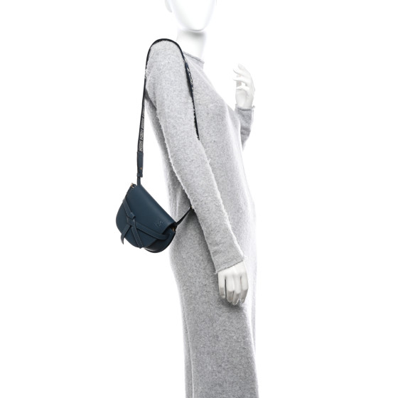 LOEWE Calfskin Jacquard Mini Gate Dual Bag Onyx Blue 1473000