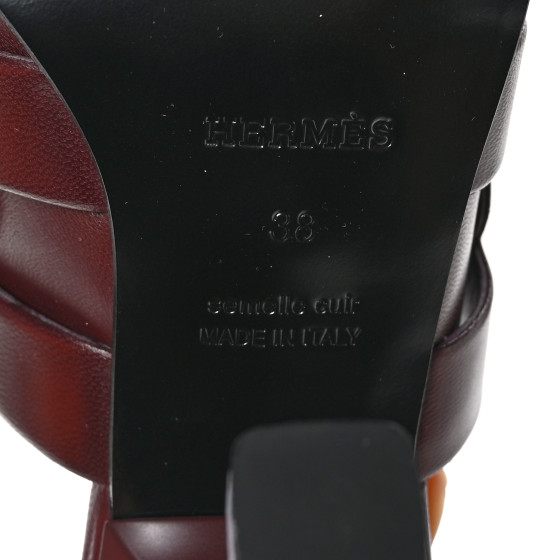 HERMES Nappa Hanna 95 Sandal 38 Marron Mahogany 1507059