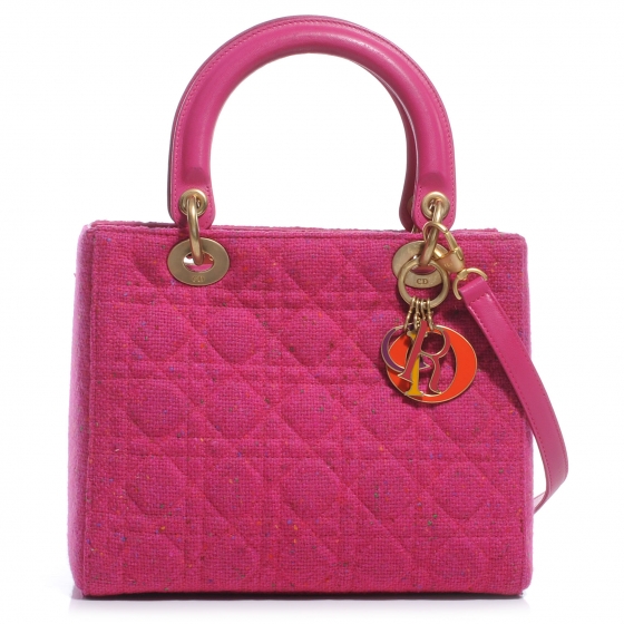 Dior★Dior Medium Tweed Cannage Lady Dior Pink CHRISTIAN DIOR Tweed Cannage Medium Lady Dior Pink 49480