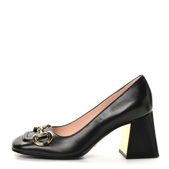 GUCCI Malaga Kid Horsebit 75mm Pumps 37 Black 1632415