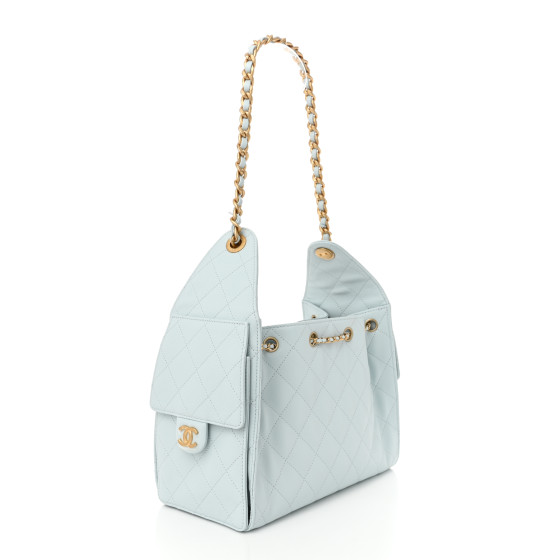 CHANEL 25 ライトブルー Chanel 25 small handbag, Grained calfskin & gold-tone metal