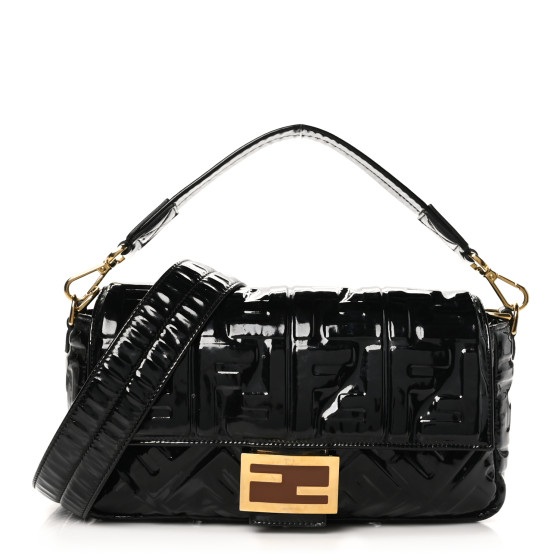 FENDI Patent FF 1974 Embossed Baguette Black 1633554