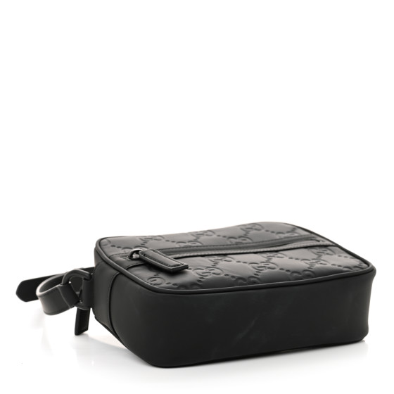 ショルダーバッグ GUCCI GG RUBBERIZED LEATHER CROSSBODY BAG GUCCI Rubber Effect Calfskin GG Mini Crossbody Bag Black