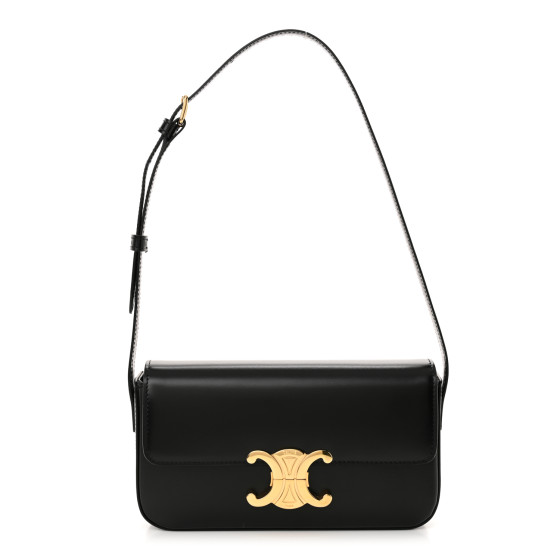 セリーヌ CELINE SHOULDER BAGS CELINE Shiny Calfskin Triomphe Shoulder Bag Black 1632829