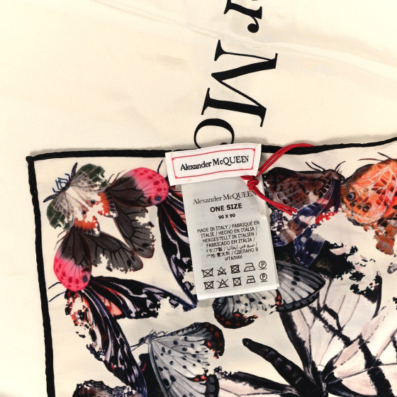 ALEXANDER MCQUEEN Silk Chiffon Butterfly Scarf White 1176424