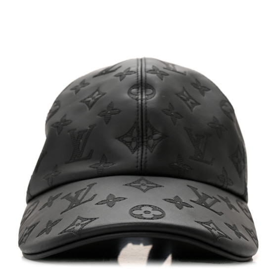 LOUIS VUITTON Calfskin Monogram Shadow Baseball Cap 60 Black