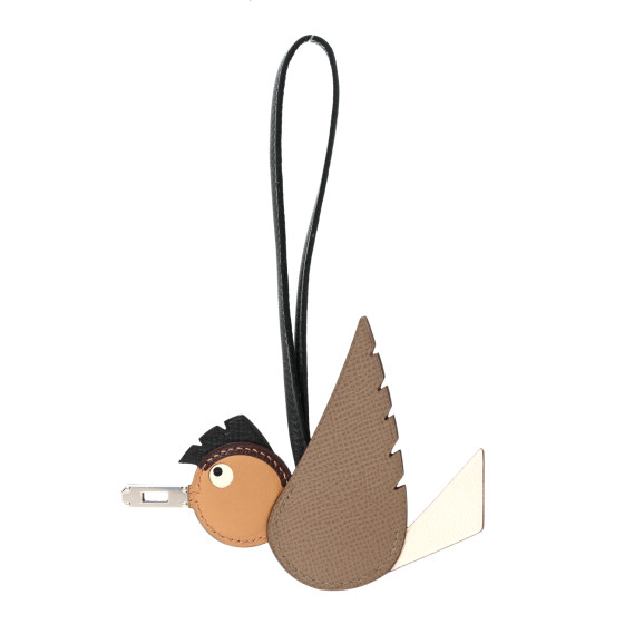 希少品★送料込【HERMES】Birdy Charm Epsom Mysore Swift Milo HERMES Epsom Swift Chevre Mysore Birdy Bag Charm Etoupe Nata