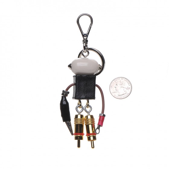 PRADA ロボット　エドワード NEW PRADA Black ROBOT EDWARD HOOK Saffiano Leather METAL