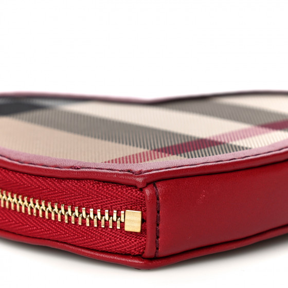 BURBERRY Nova Check Heart Coin Case Red 880127 | FASHIONPHILE