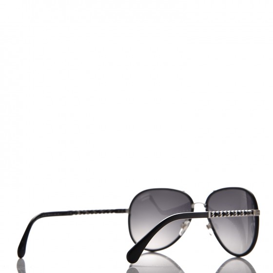 CHANEL Lambskin Aviator Chain Sunglasses 4194-Q Black 234007