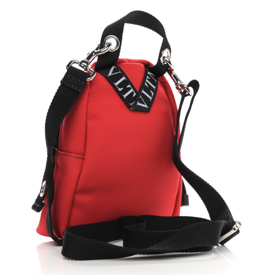 VALENTINO GARAVANI Nylon VLTN Print Mini Backpack Red White