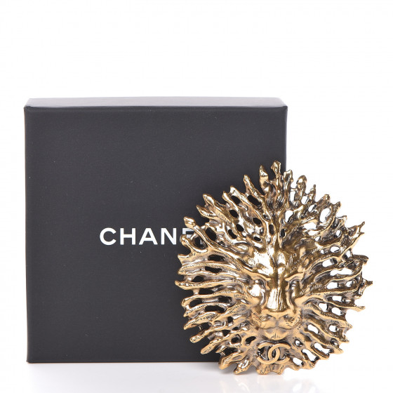 CHANEL CC Lion Brooch Gold 484644 | FASHIONPHILE