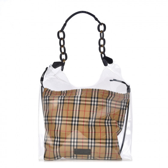 BURBERRY Plastic Medium Shopper Antique Yellow Black 298150