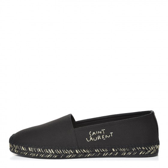 SAINT LAURENT Canvas Logo Embroidered Espadrilles 41 Black