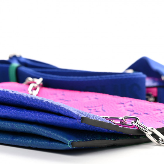 LOUIS VUITTON Taurillon Illusion Trio Pouch Bleu Rose 959199
