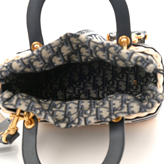 Christian Dior ディオール レディース 3051 1272 CHRISTIAN DIOR Wicker Oblique Medium Lady Dior Bag Blue
