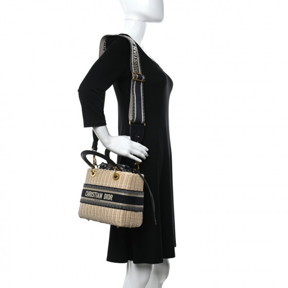 Christian Dior ディオール レディース 3051 1272 CHRISTIAN DIOR Wicker Oblique Medium Lady Dior Bag Blue