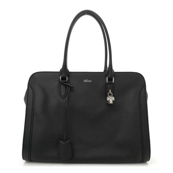 バッグ m ALEXANDER MCQUEEN Pebbled Calfskin Large Skull Padlock Zip