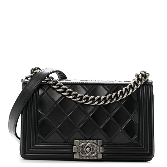 CHANEL Calfskin Embossed Medium Paris Salzburg Boy Flap