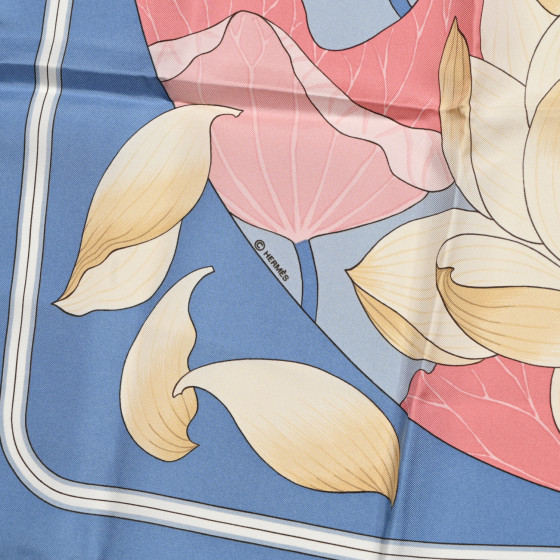 HERMES Silk Fleurs de Lotus Scarf 90 1686709 | FASHIONPHILE
