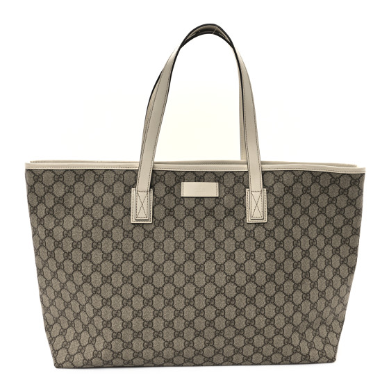 GUCCI GG Supreme Monogram Large Zippered Shopping Tote Off