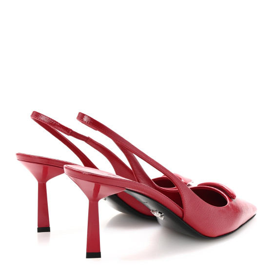 PRADA Vernice Saffiano Triangle Logo Pointed Toe 75mm