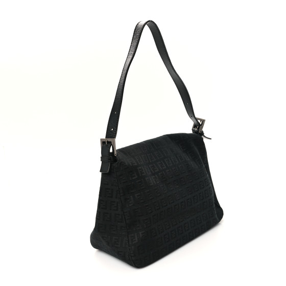 FENDI Zucchino Mama Baguette Black 1691733 | FASHIONPHILE