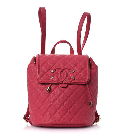 CHANEL Caviar Quilted Small Filigree Backpack Pink