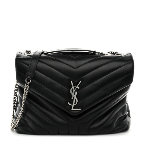 SAINT LAURENT Calfskin Y Quilted Monogram Medium Loulou