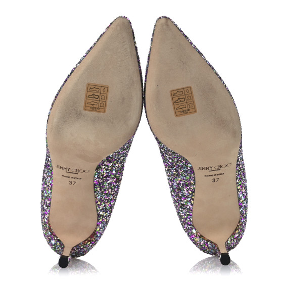 JIMMY CHOO Coarse Glitter Fabric Romy 60 Pumps 37 Confetti
