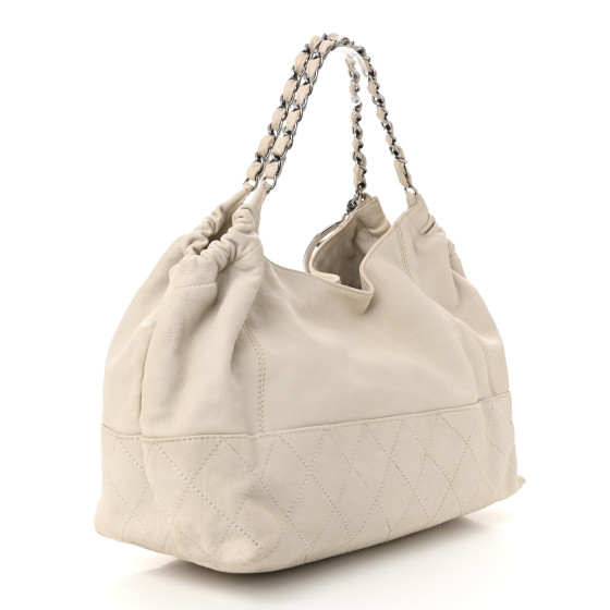 Coco  CHANEL Calfskin Baby Coco Cabas White 1684621 | FASHIONPHILE