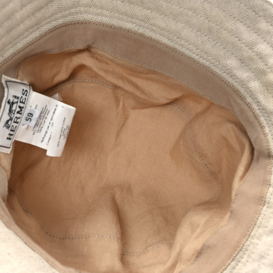 HERMES Cotton Linen Bucket Hat 59 Beige 1690789 | FASHIONPHILE