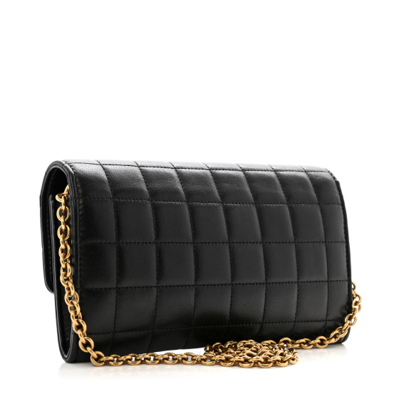 SAINT LAURENT Lambskin Carre Quilted Le Maillon Wallet On